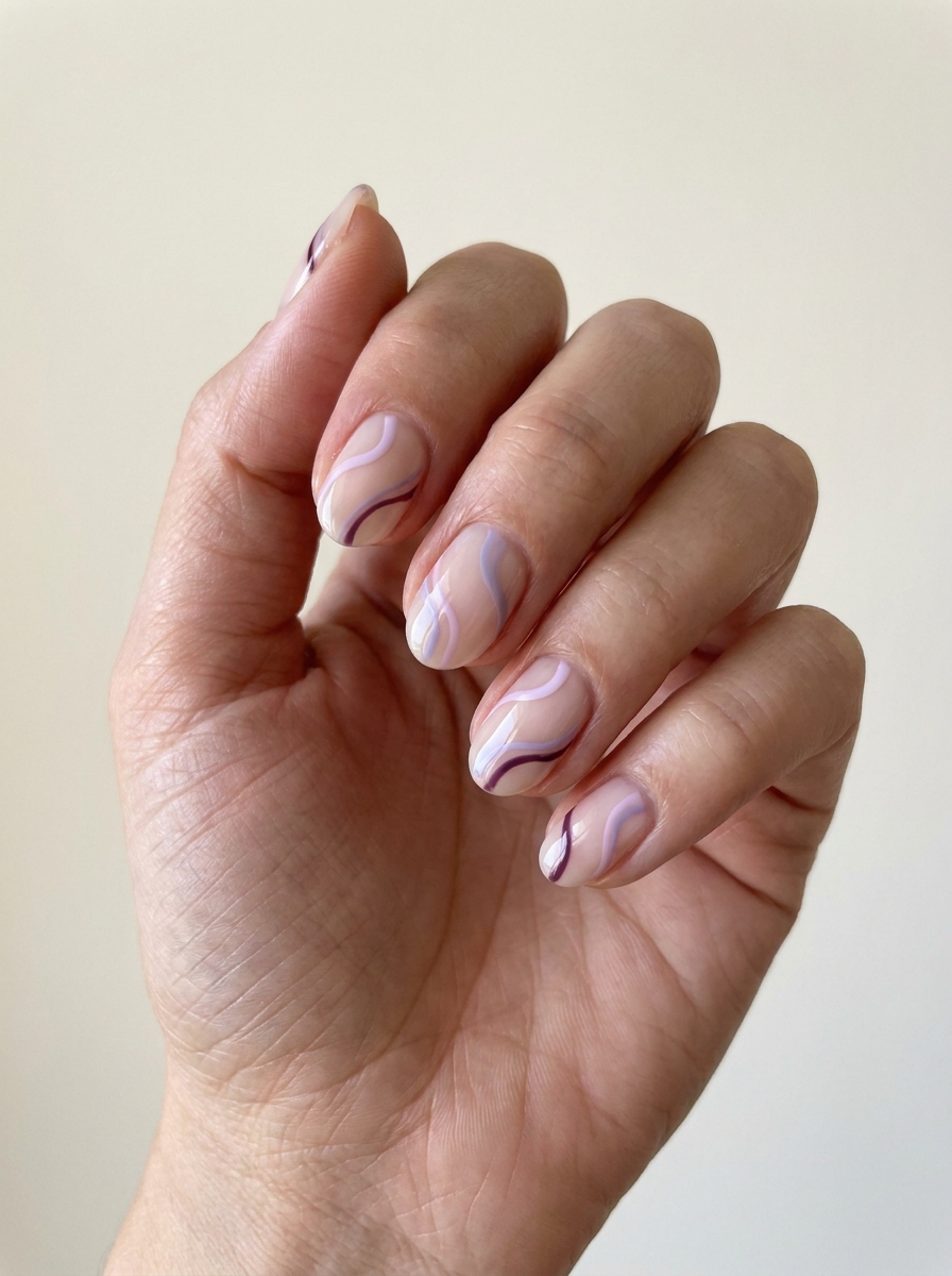 Lilac Swirl Nails als Lila Nageldesign Ideen Inspiration 2026